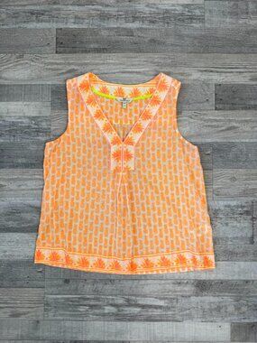 Vineyard Vines Orange Pineapple Print Sleeveless Top Size Small L24